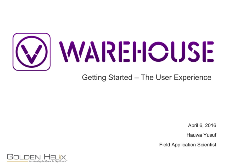 Getting Started with VSWarehouse - The User Experience