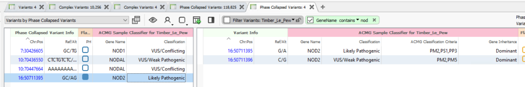 Figure 2: The new Variants by Phased Collapsed Variants table. 