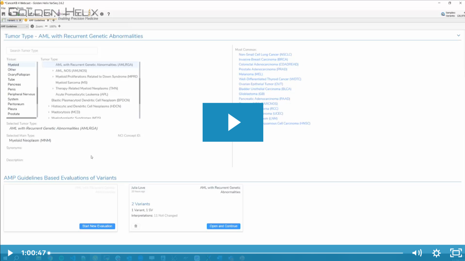 Golden Helix CancerKB 4.0: Somatic Analysis in VSClinical